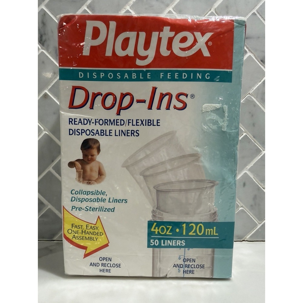Vintage Playtex Drop-Ins Baby Bottle Liners 1995 1997 50 Liners 4 Oz Sealed